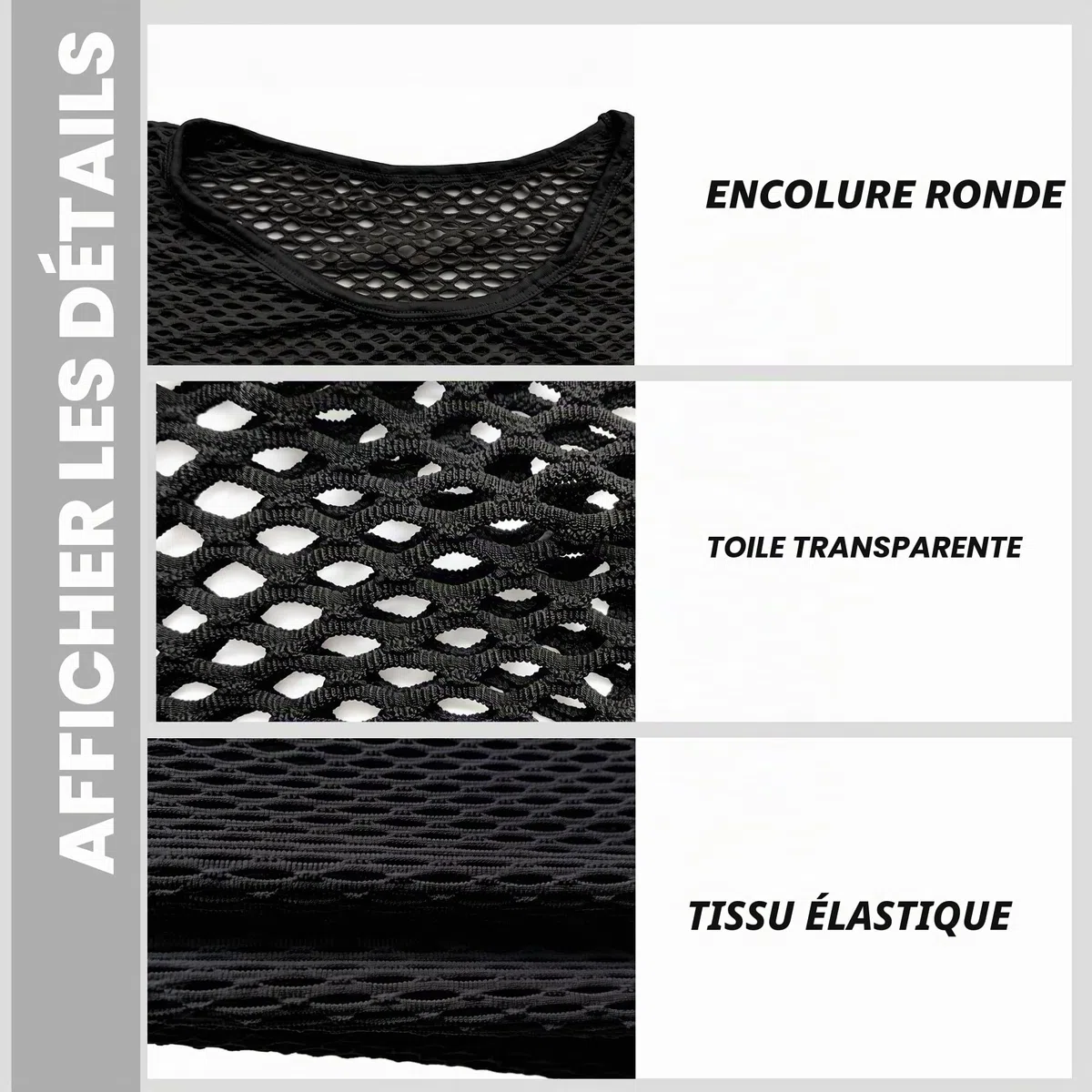 QiaTi Hommes T-Shirt à Manches Longues Transparent en résille pour Hommes Chemises Transparentes Maillot de Corps en Maille à Manches Longues