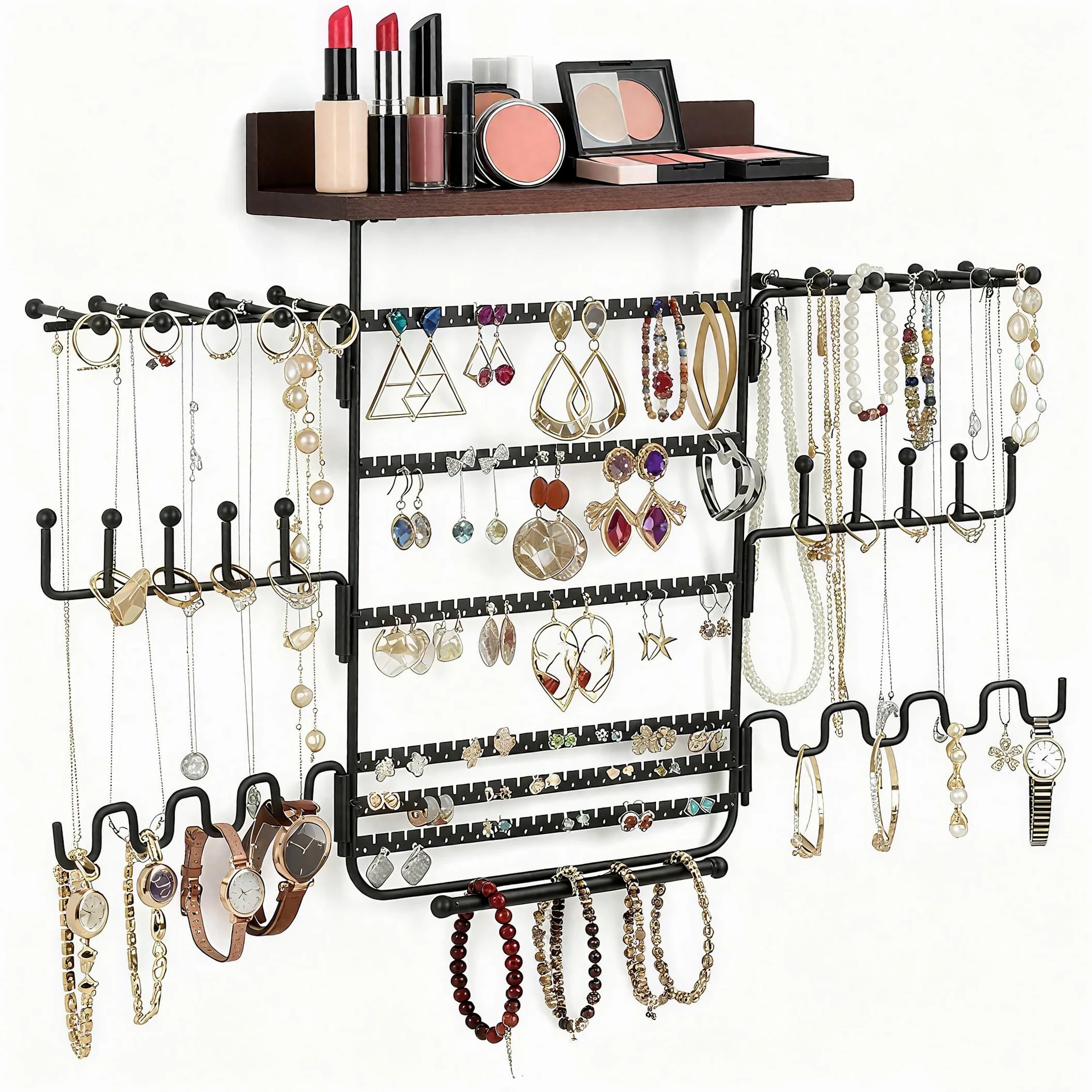 LONGBLE LBWH-28 Rangement de bijoux mural à suspendre pour colliers, boucles d'oreilles, bracelets, bagues, Rangement mural pour bijoux, Organiseur de bijoux Suspendu