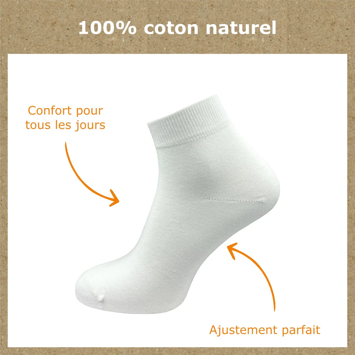 GAWILO Chaussettes quarter 100% coton pour hommes (6 ou 10 paires) | Plus longues que des socquettes, couvrent la cheville