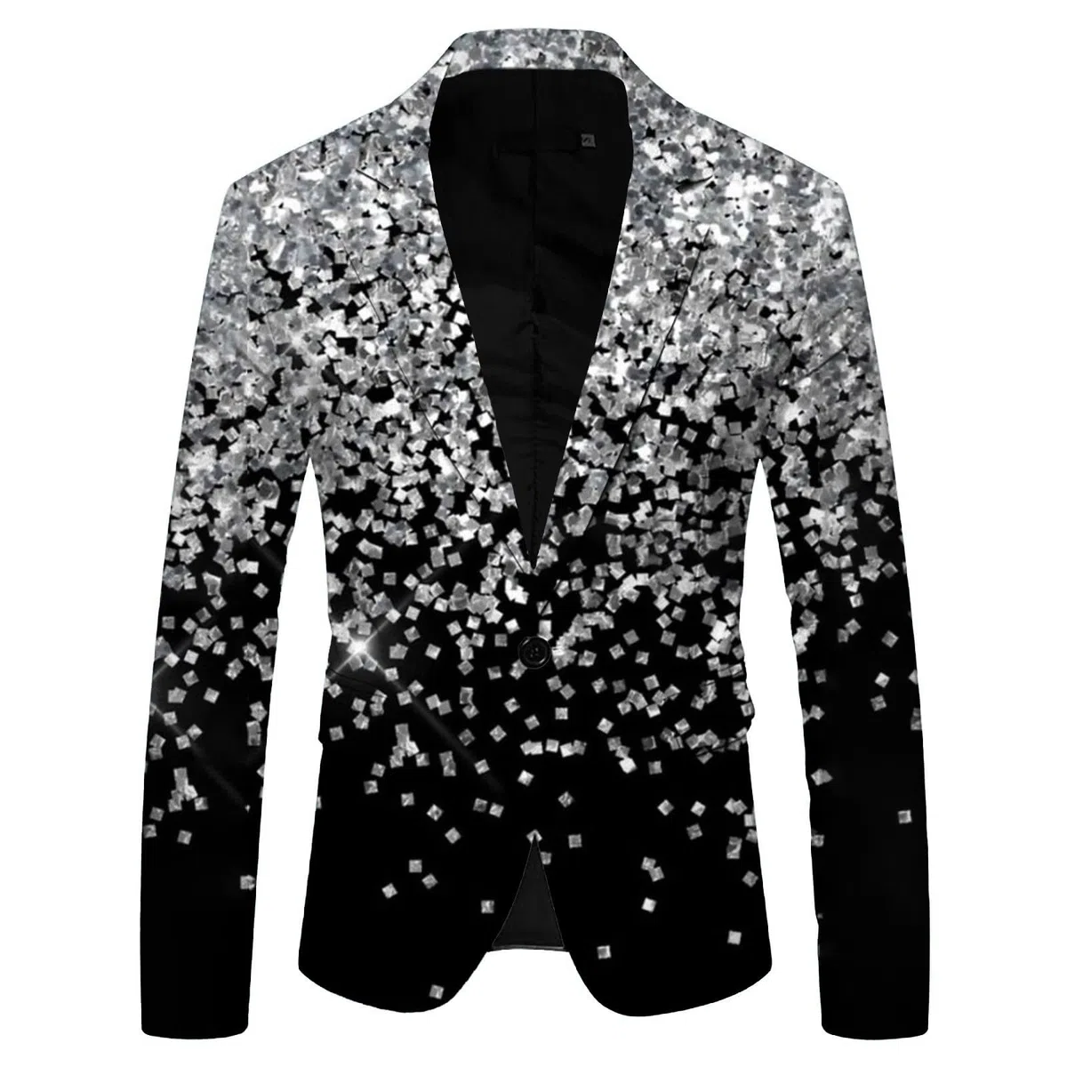Veste à paillettes pour homme - Impression 3D - Coupe ajustée - Paillettes - Veste de costume des années 80 - Veste de costume pour homme - Costume de fête - Veste d'affaires respirante - Costume de