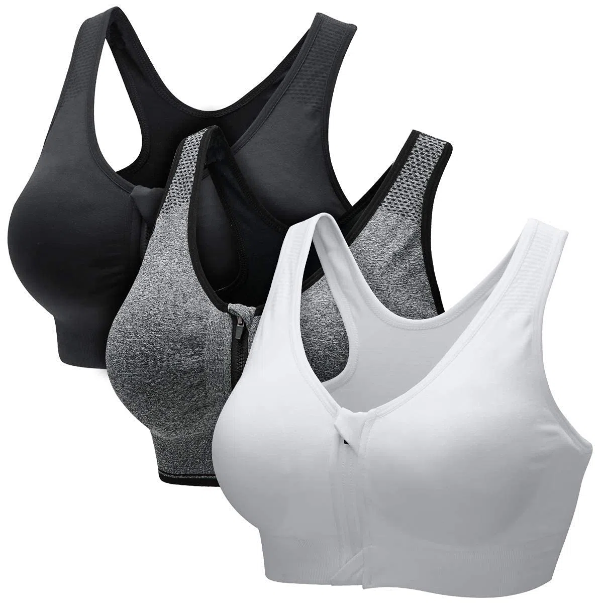 ZOEREA Soutien-Gorge de Sport Femme Zippée Devant Push Up sans Armature Lingerie Bra Courir Vest Coussinets Amovibles pour Fitness Jogging Yoga Course