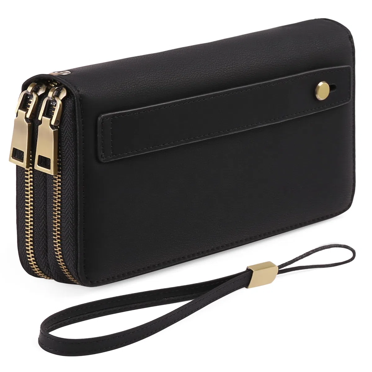 GAEKEAO Portefeuille Femme Grand, Porte Feuille Feminin Cuir Végétalien Double Fermeture à Glissière, RFID Porte chequier, avec Multiples Poches Portefeuilles et Porte-Cartes Idee Cadeau Femmes