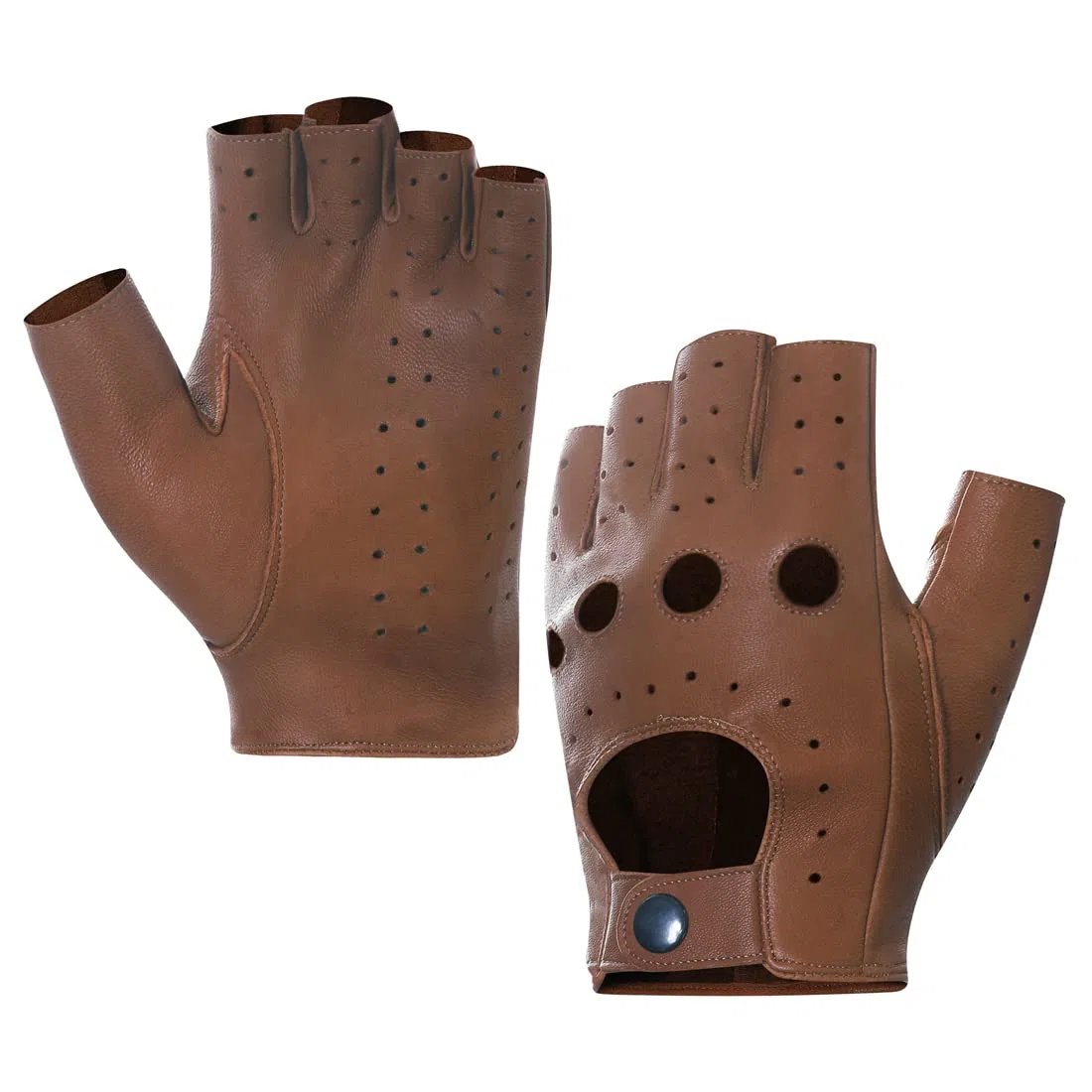 Harssidanzar Gants de conduite en cuir à demi-doigt sans doigts pour hommes, mise à niveau sans doublure en peau d'agneau GM032EU