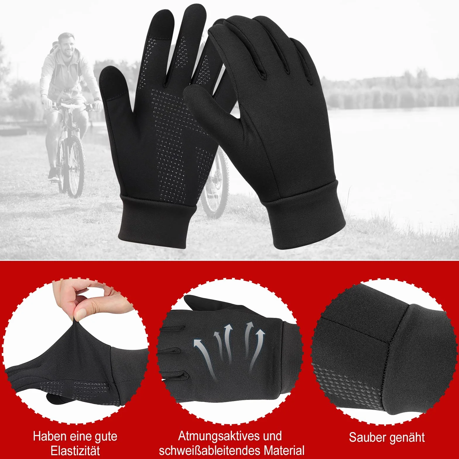 HASAGEI Gants de course en polaire pour écran tactile - Pour homme et femme - Pour l'extérieur