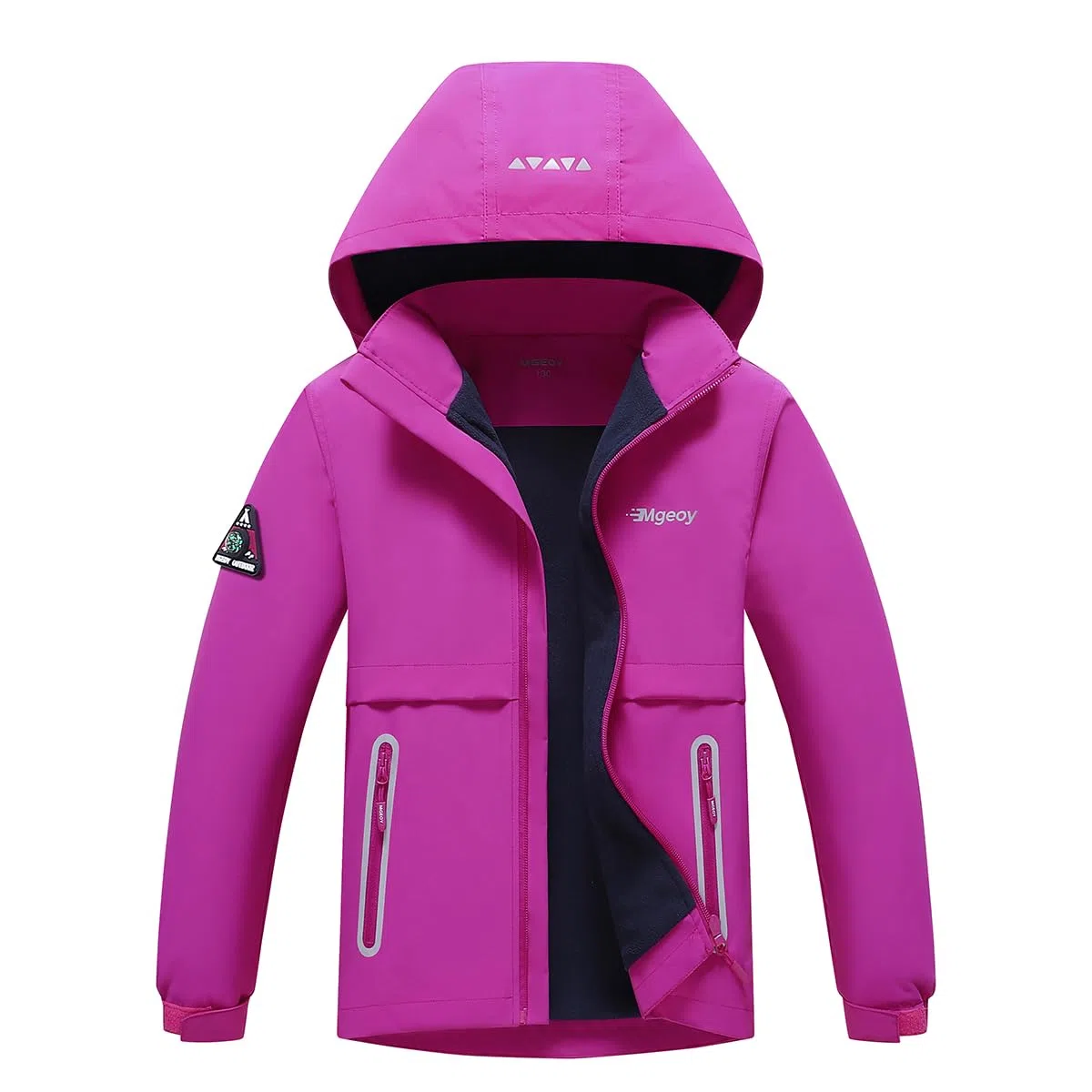 Veste coupe-vent à capuche pour garçons et filles, manteau de pluie doublé en polaire pour enfants, 5-16 ans