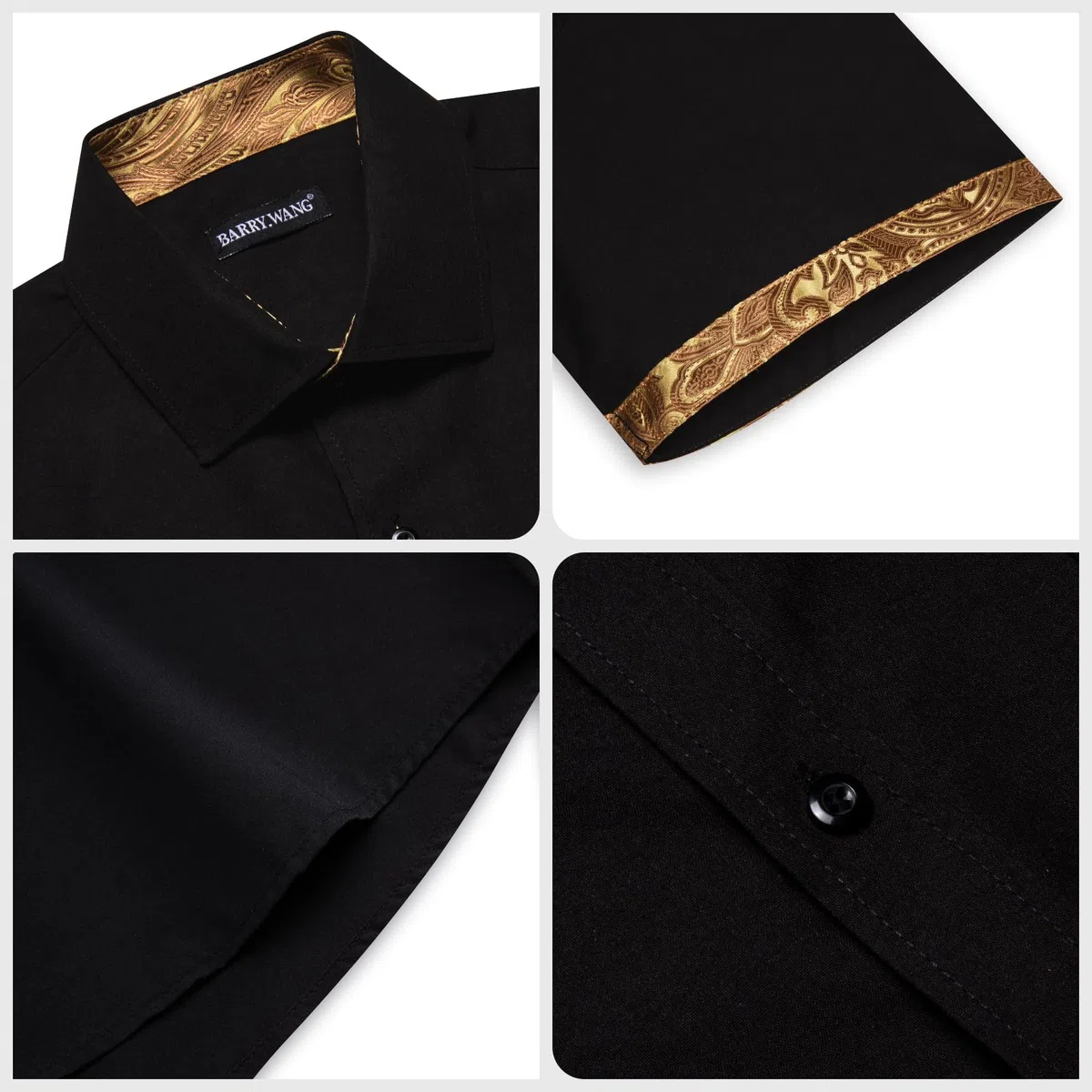 Barry.Wang Chemise à manches courtes boutonnée pour homme - Style formel - Décontracté - Coupe contrastée - Pour l'été, le travail, le mariage, le yacht