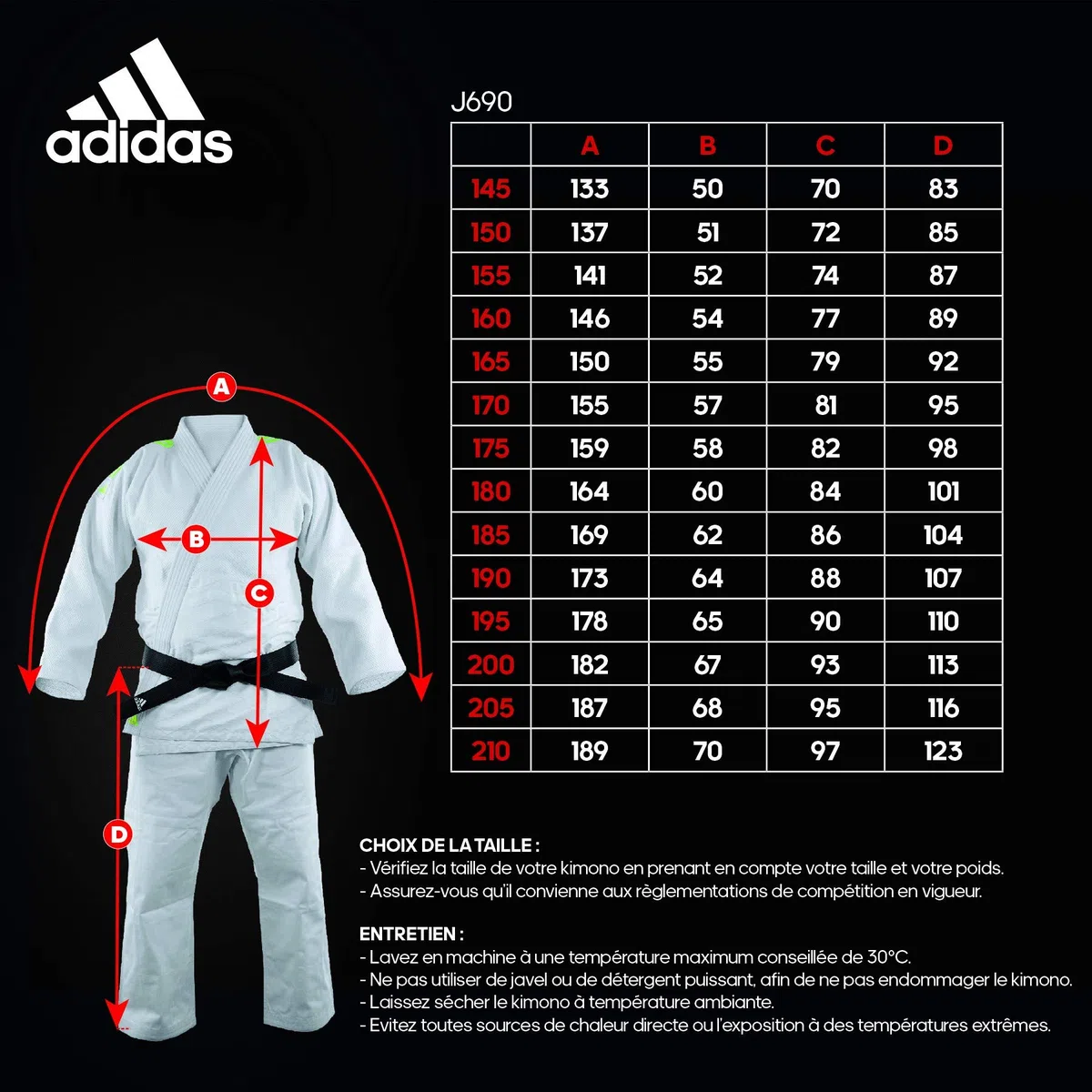adidas Kimono de Judo Quest (Couleur : Blanc/Noir - Taille : 185)