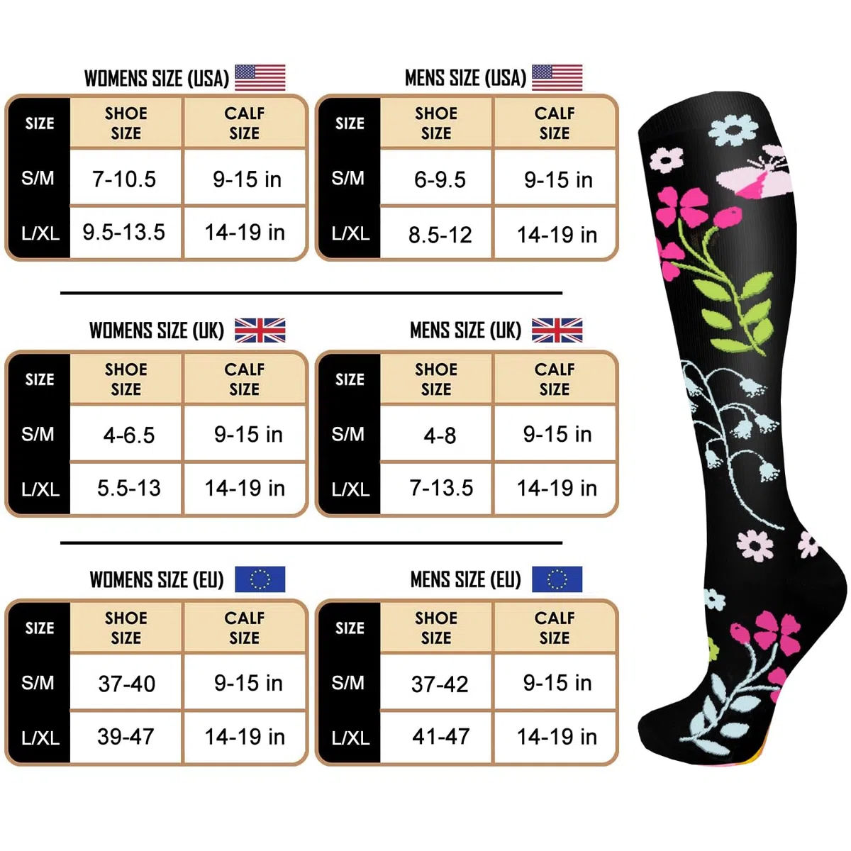 ACTINPUT Bas de Contention Femme et Homme，4 Paires Chaussettes de Compression pour Sportive, Cyclisme, Voyage en Avion, Course à pied, de Grossesse，de Vol et de Voyage