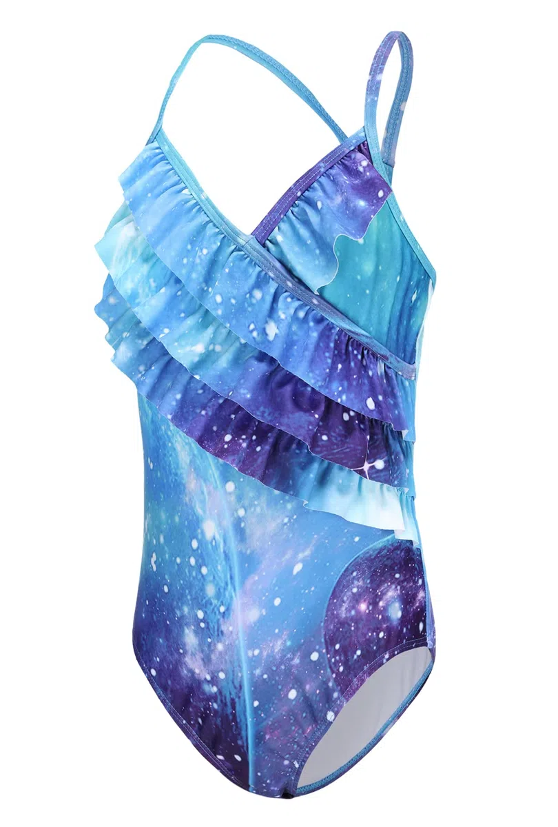 Aisyee Maillot de Bain Fille Maillot Une pièce Fille Maillot de Bain Une épaule pour Enfant Fille Maillot de Bain Natation hawaïens à Volants Fille 5-16 Ans