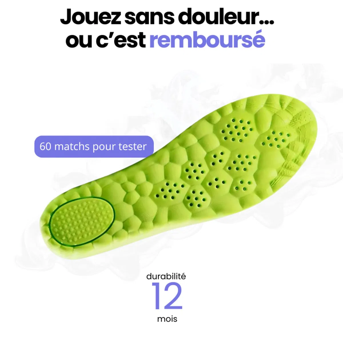 Semelle Padel - Semelle Intéressante À Amortissement Élevé, Support Plantaire Renforcé Pour Sportifs De Padel (Gris-vert, 41-42)