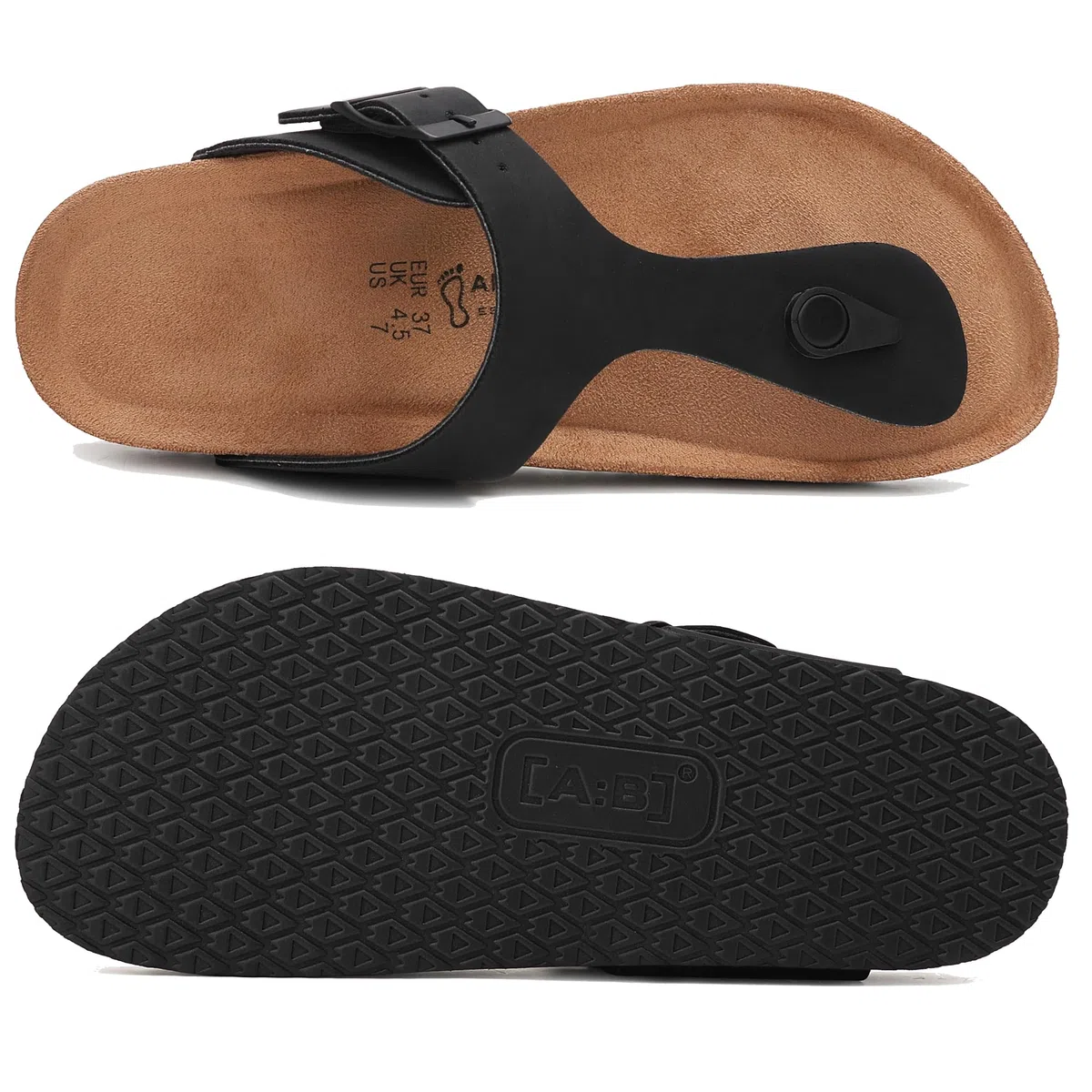ARRIGO BELLO Tongs pour Homme Femme Cuir et Liège Sandales d'Été avec Orthèse de Soutien Sandales Plage Loisir Antidérapant Été Confortable Chaussons EU 36-46