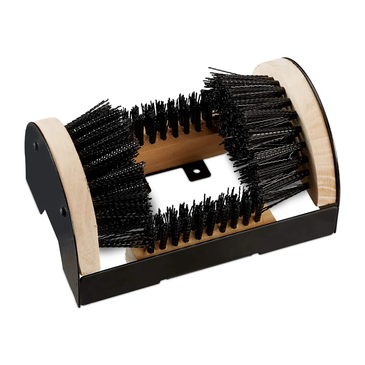 Relaxdays Brosse à Chaussure, Tout Autour, Gratte-Bottes, pour l’extérieur, Poils Robustes, Fixation au Sol, Noir/Nature