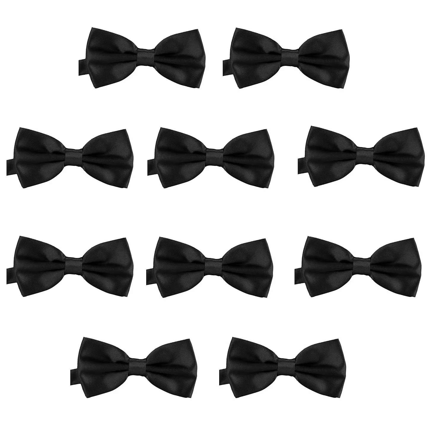 DonDon Lot de 10 Noeud papillon pour homme 12 x 6 cm avec crochet déjà lié et réglable