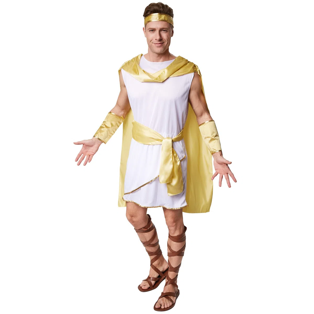 TecTake dressforfun Déguisement de souverain Romain Homme Empereur | Une Cape Cousue sur la toge et des Bordures dorées sur la toge et aux Ourlets | avec Magnifique Ceinture à Nouer (XL | no. 300341)