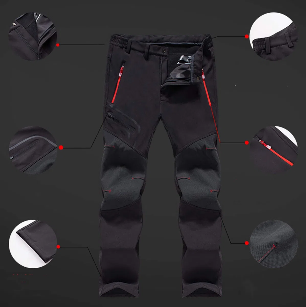 Dawwoti Pantalon De Ski pour Hommes avec Poche À Fermeture Éclair, Coupe-Vent Pantalons De Neige De Ski Épais Polyester Imperméable Pantalons De Neige pour Les Garçons Randonnée Snowboard Pantalon