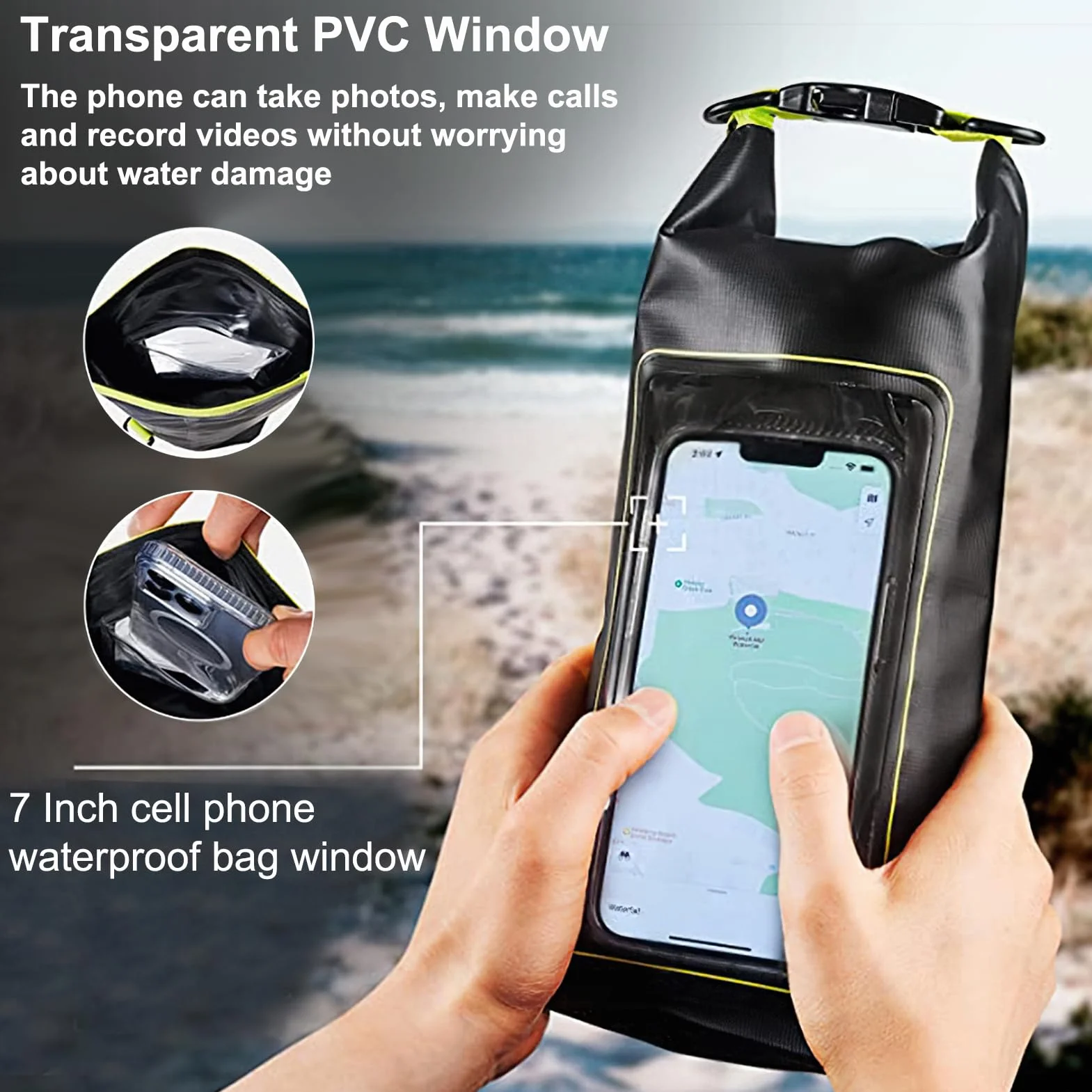 Sac Étanche Pour le Corps, 2L Sac à Bandoulière Pour L'extérieur 2-in-1 Sac Étanche Pour Téléphone portable Transparent PVC Sac Étanche Pour L'extérieur Pour Piscine Plage Ski Équitation Pêche en Mer