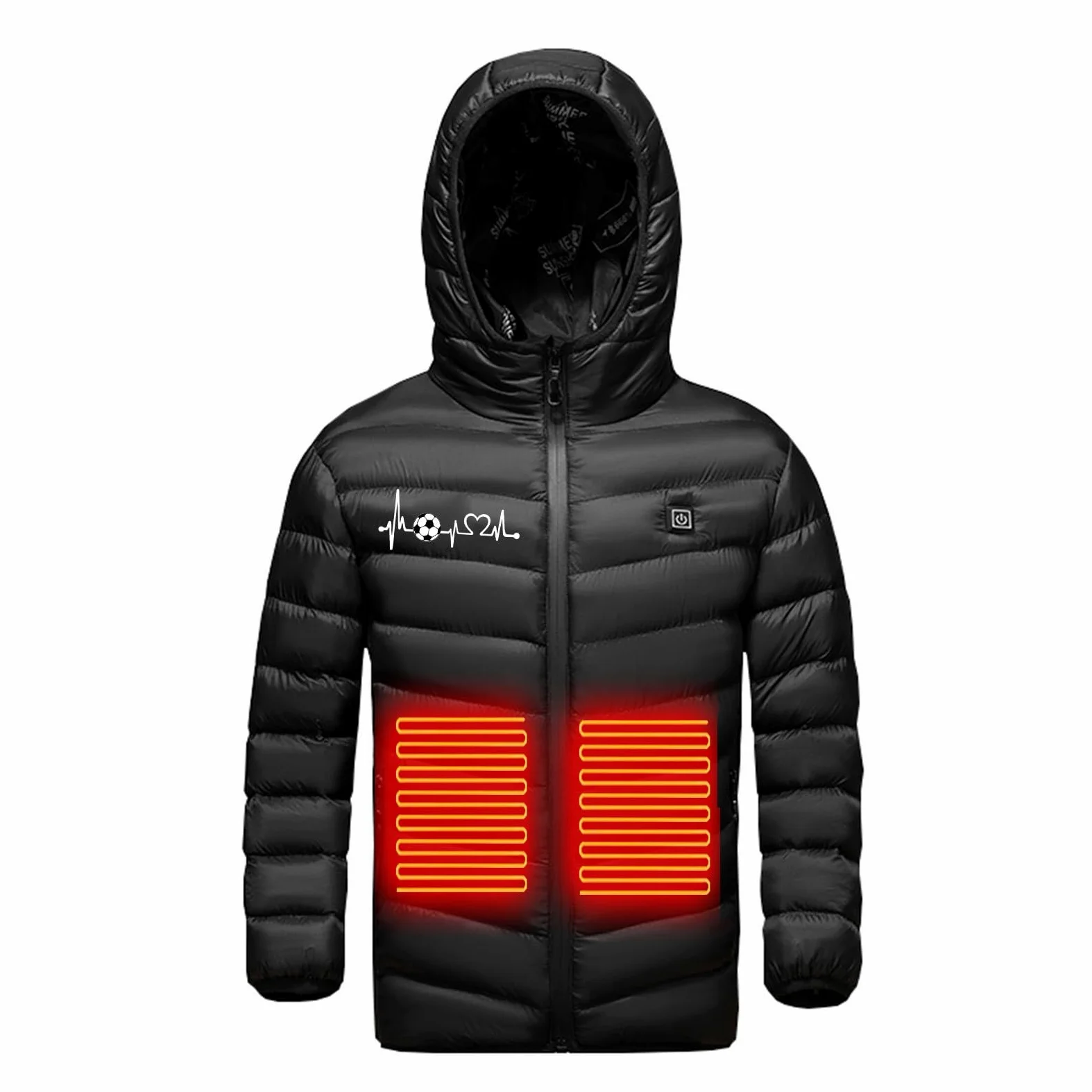 Manteau Doudoune Chauffant Enfants USB Veste Chauffant Electrique Garçons Filles avec 3 Zones de Chauffage Manche Longue Veste Chauffante Doudoune imprimé Vêtements Chauffants pour Chasse Camping