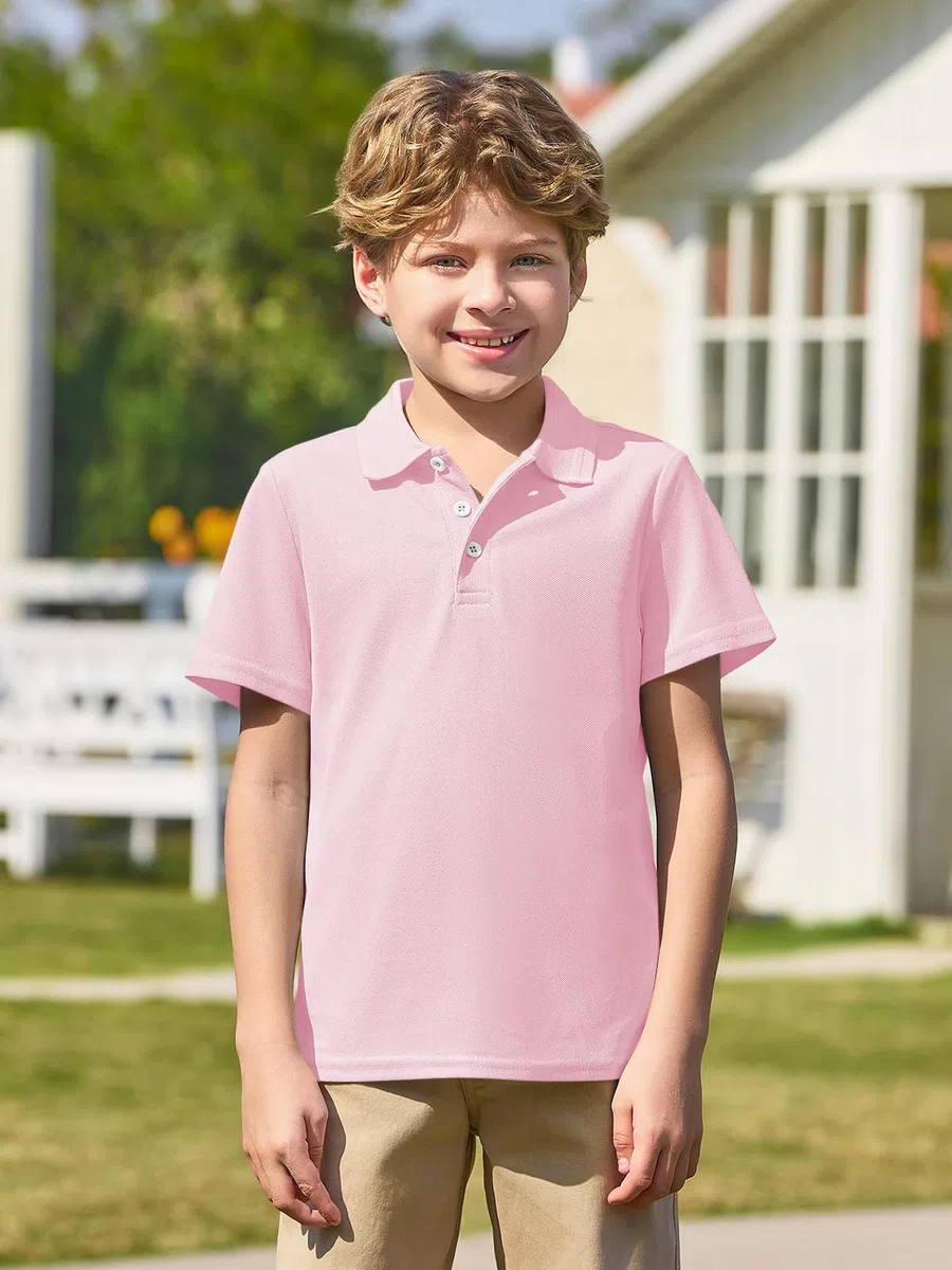 Haloumoning Polo à manches courtes pour garçons de 5 à 14 ans