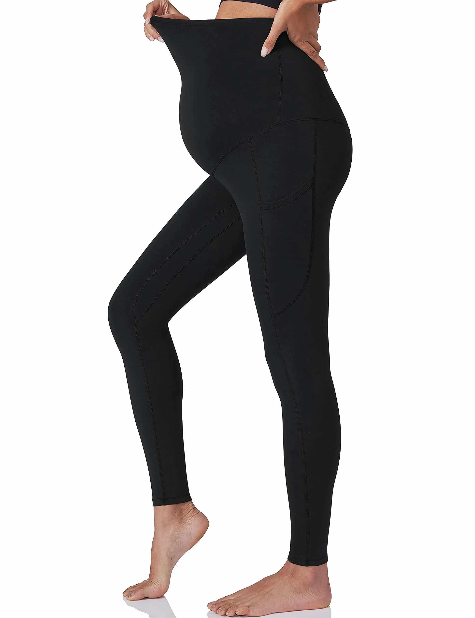 POSHDIVAH Legging d’entraînement de maternité pour femmes, pantalon de yoga avec poches, pantalon d’entraînement souple