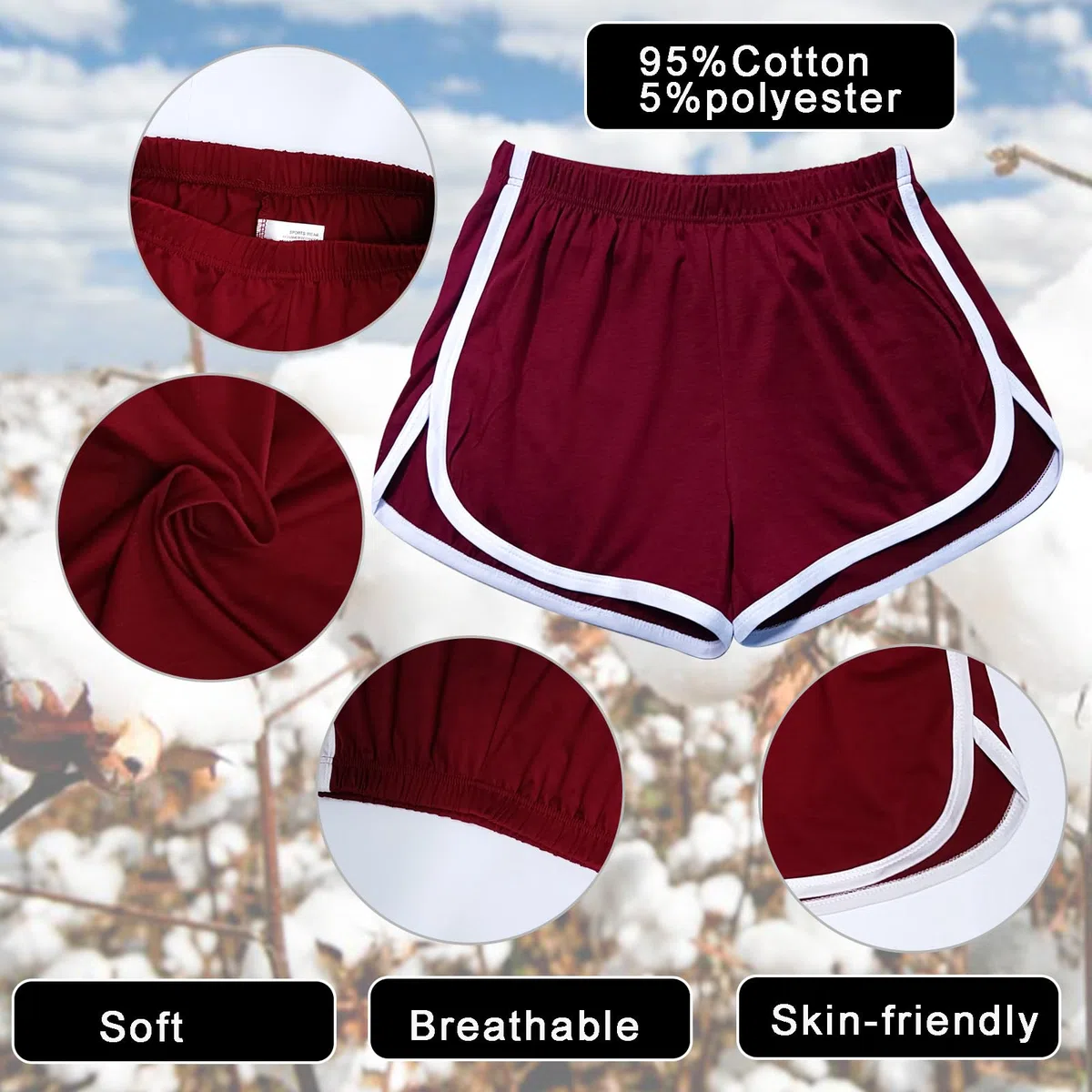 Lot de 4 Pantalons Courts de Danse de Yoga en Coton pour Femme