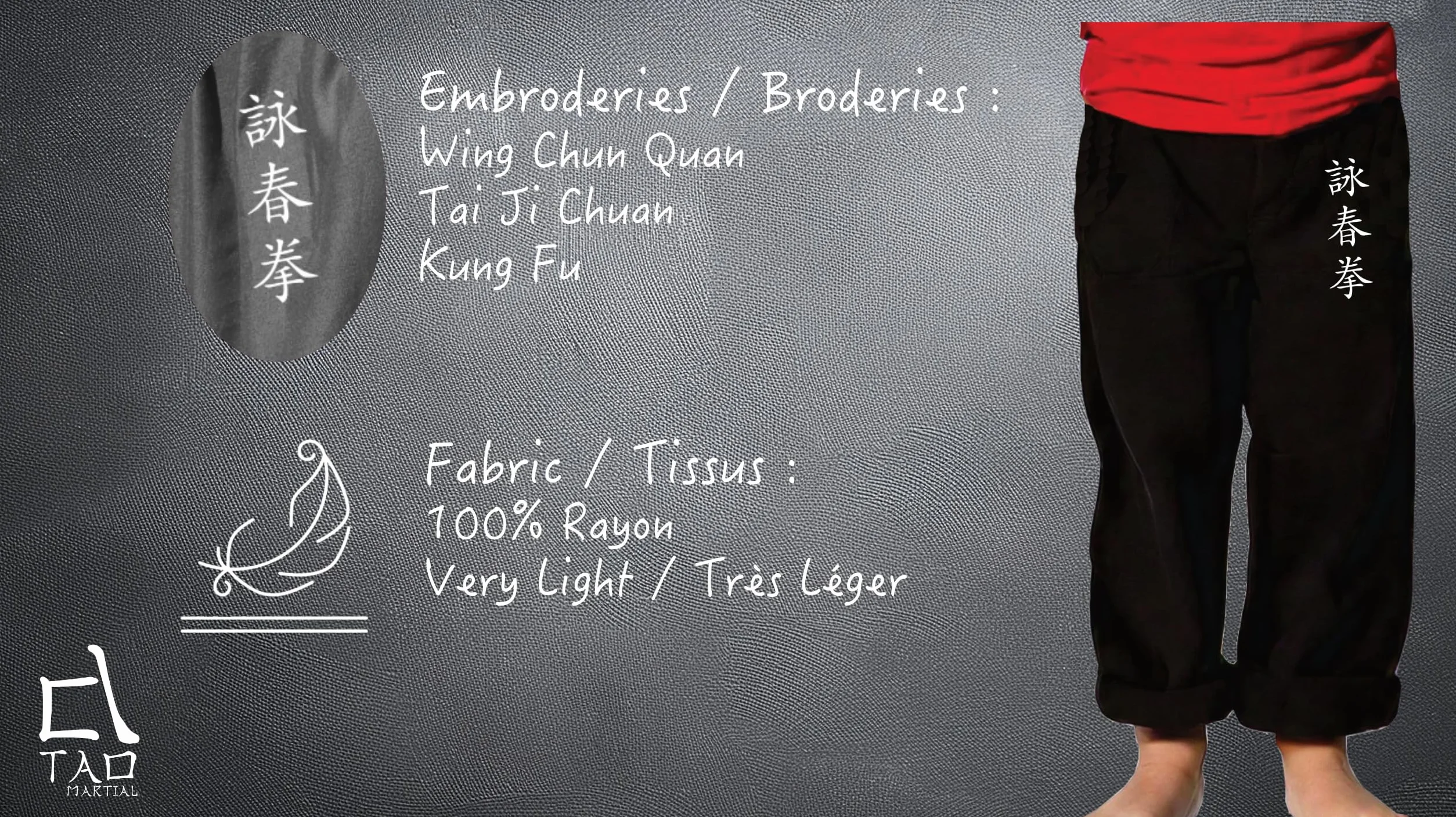 Pantalon Kung Fu Enfant Style Tai Chi et Wing Chun Kimono Léger et Ample