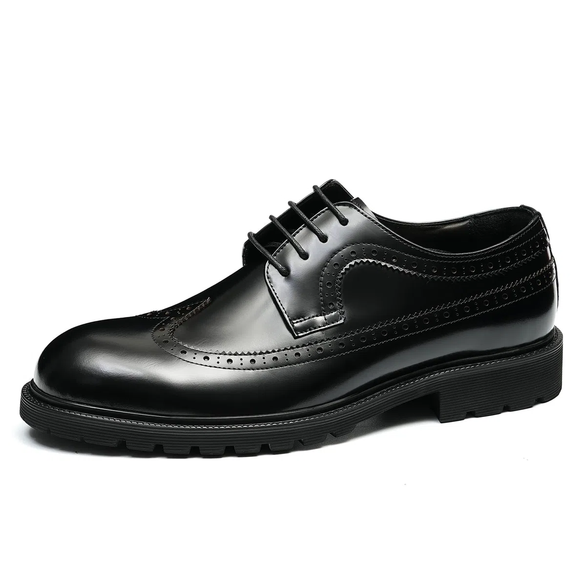 Générique Brogues Décontractées Confortables à Semelle Epaisse pour Hommes Chaussures Habillées Basses Lacets à Bout Rond en Cuir Derbys Formels Affaires