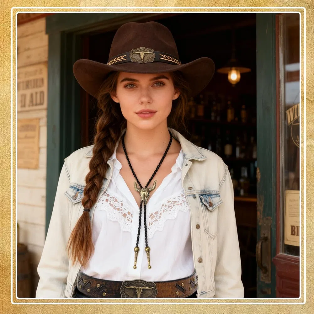 Chapeau et Accessoires Style Western Cowboy, Tenue de Déguisement pour Carnaval, Halloween, Idée Cadeau Noël et Anniversaire