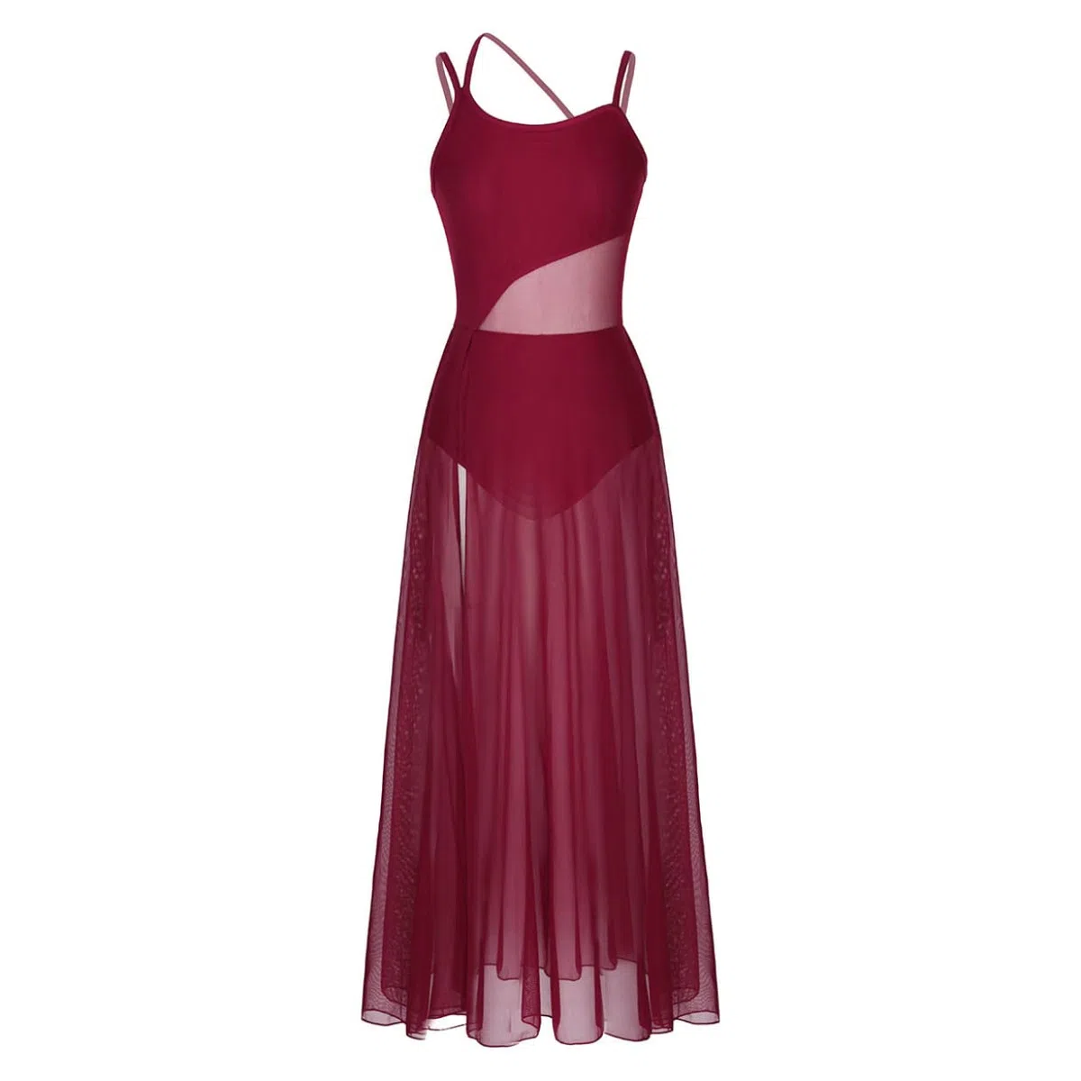 Oyolan Femme Robe Danse sans Manches Justaucorps Robe Danse Contemporaine Tenue Salsa Rumba Latine Costume Dancewear