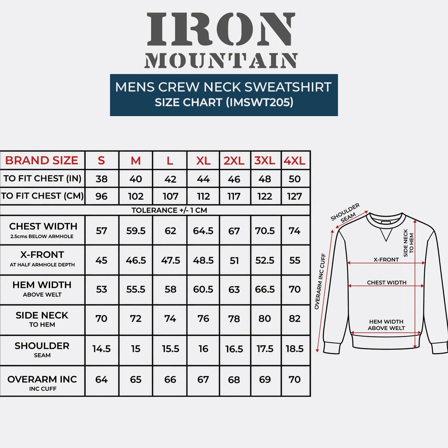 Iron Mountain IMSWT205 vêtements de travail Sweat-shirt ras du cou anti-boulochage en polaire douce pour homme