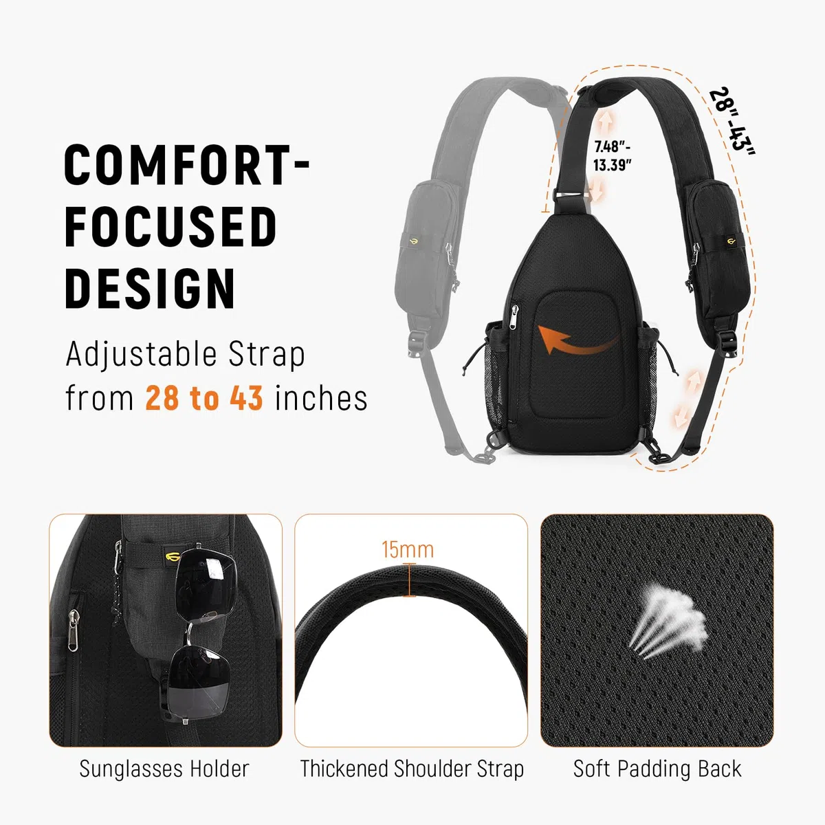 SKYSPER Sacs Bandoulière Homme Sling Bag Anti-vol Sac d'épaule léger Extérieur Voyage