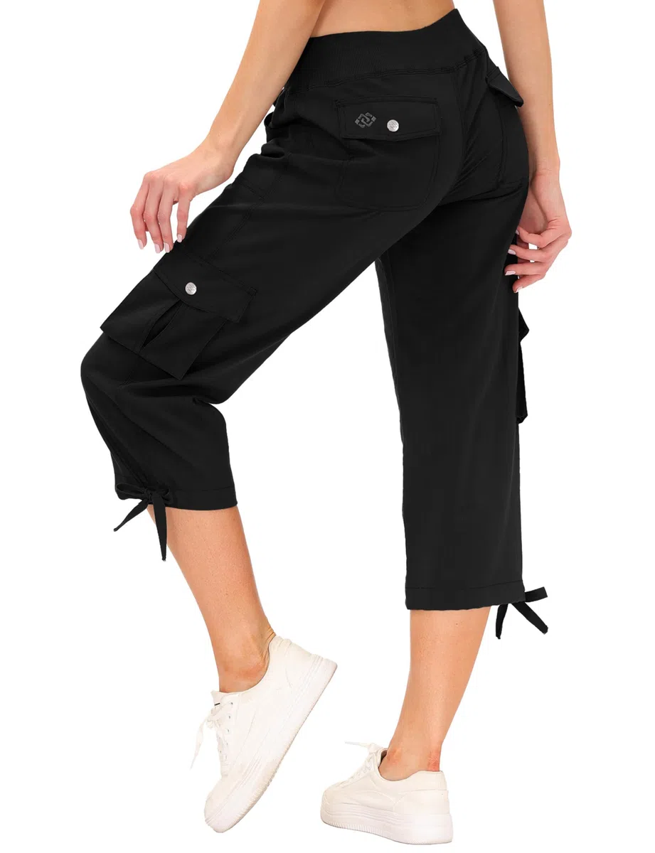 JINSHI Pantalons Femme Pantacourt Cargo d'été 3/4 Long Capri Pantalon avec Plusieurs Poches