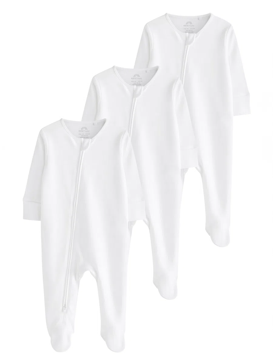 NEXT Bébé Dors-Bien Essentiel 100% Coton zippé pour bébé, Lot de 3