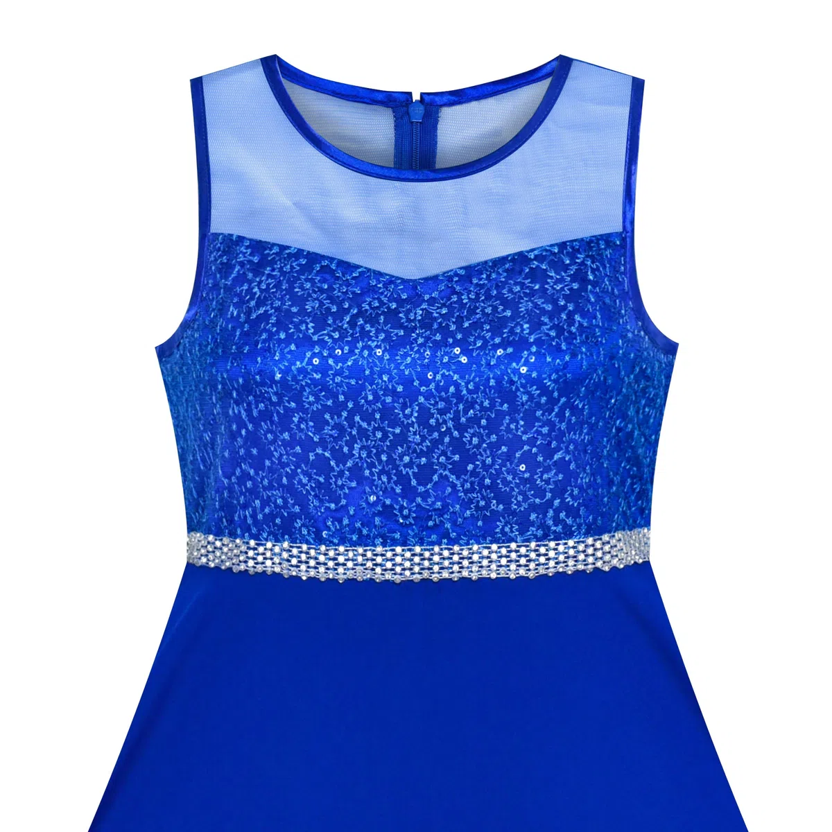 Sunny Fashion Robe Fille Rhinestone Mousseline de Soie Demoiselle d'honneur Bal de Danse Maxi Robe 6-14 Ans