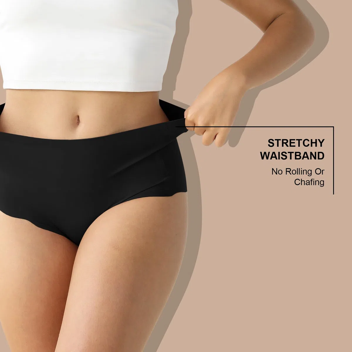 Lot de 6 culottes sans couture pour femme - Respirantes - Taille haute - Confortables - Anti-humidité - Bords ondulés - Couverture complète
