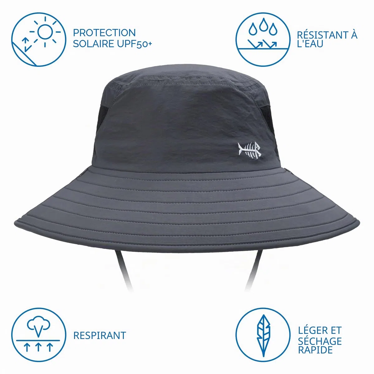 Bassdash Chapeau de Soleil Respirant UPF 50+ avec Couvre-Visage Amovible et Rabat de Cou Chapeau Unisexe à Large Bord résistant à l'eau pour la pêche la randonnée l'extérieur Les Hommes et Les Femmes