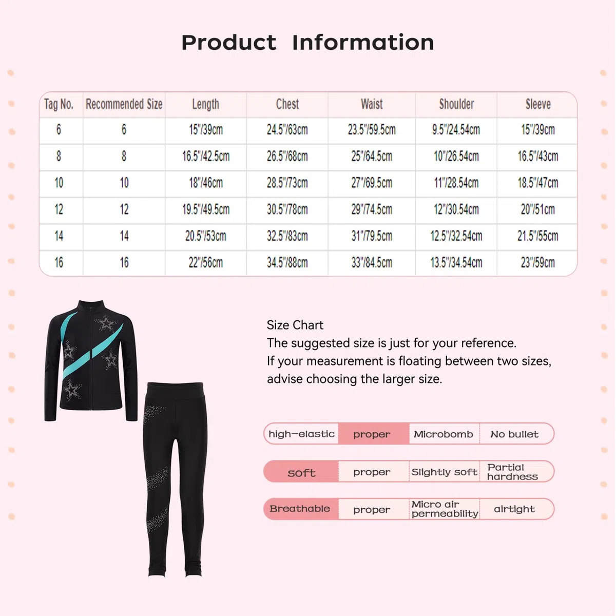 Combinaison de patinage artistique pour fille - Veste et leggings avec bloc de couleur - Pour enfants - Pour patinage sur glace - Tenue de sport
