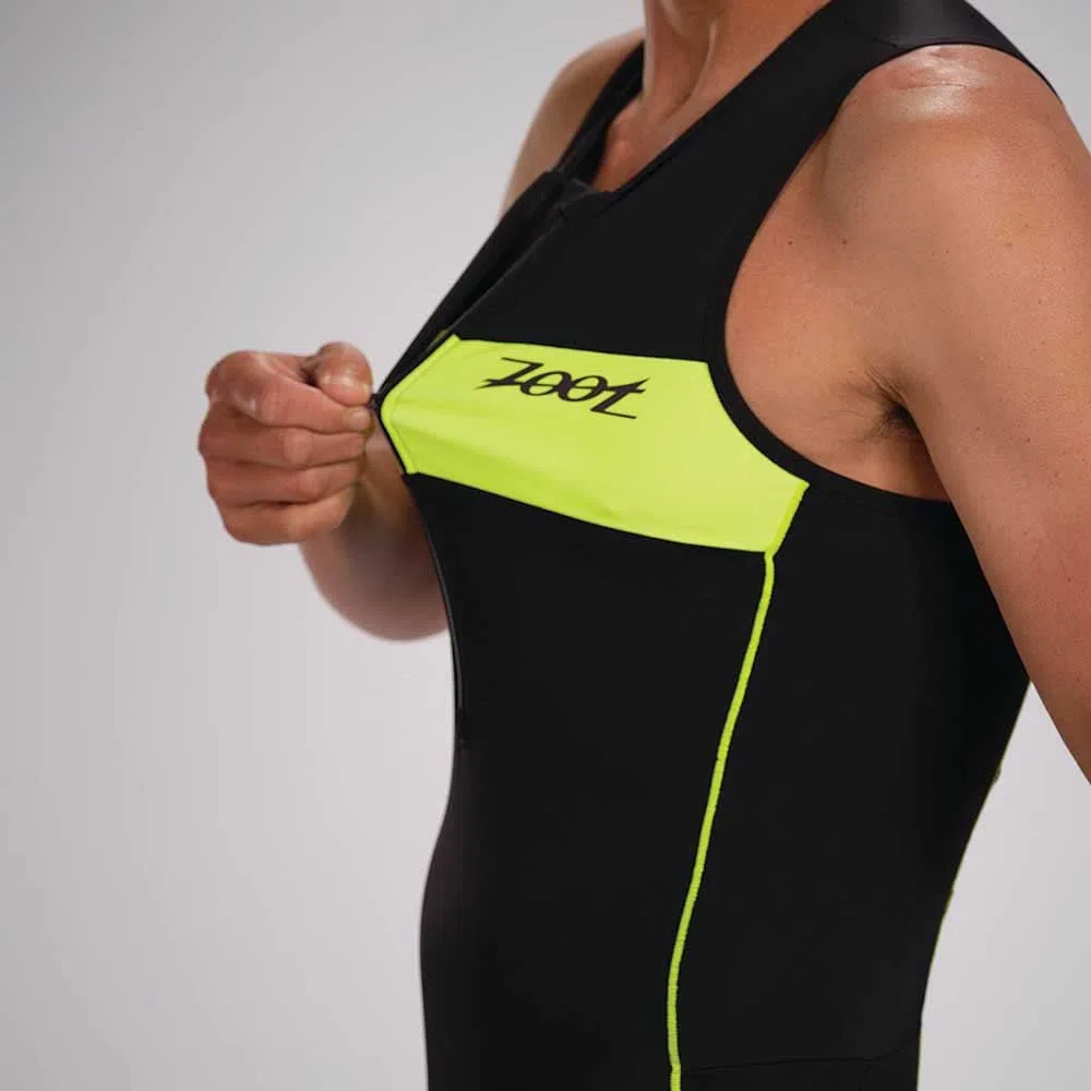 Zoot Combinaison de triathlon Core Tri Tank pour homme, sans manches, rembourrage en chamois, poches, UPF 50+, tissu à séchage rapide