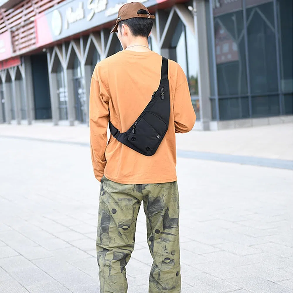 A-QMZL Sac à bandoulière pour homme et femme - Sac de poitrine fin et antivol - Imperméable et léger - Plusieurs poches - Sac à bandoulière pour voyage, sport, randonnée
