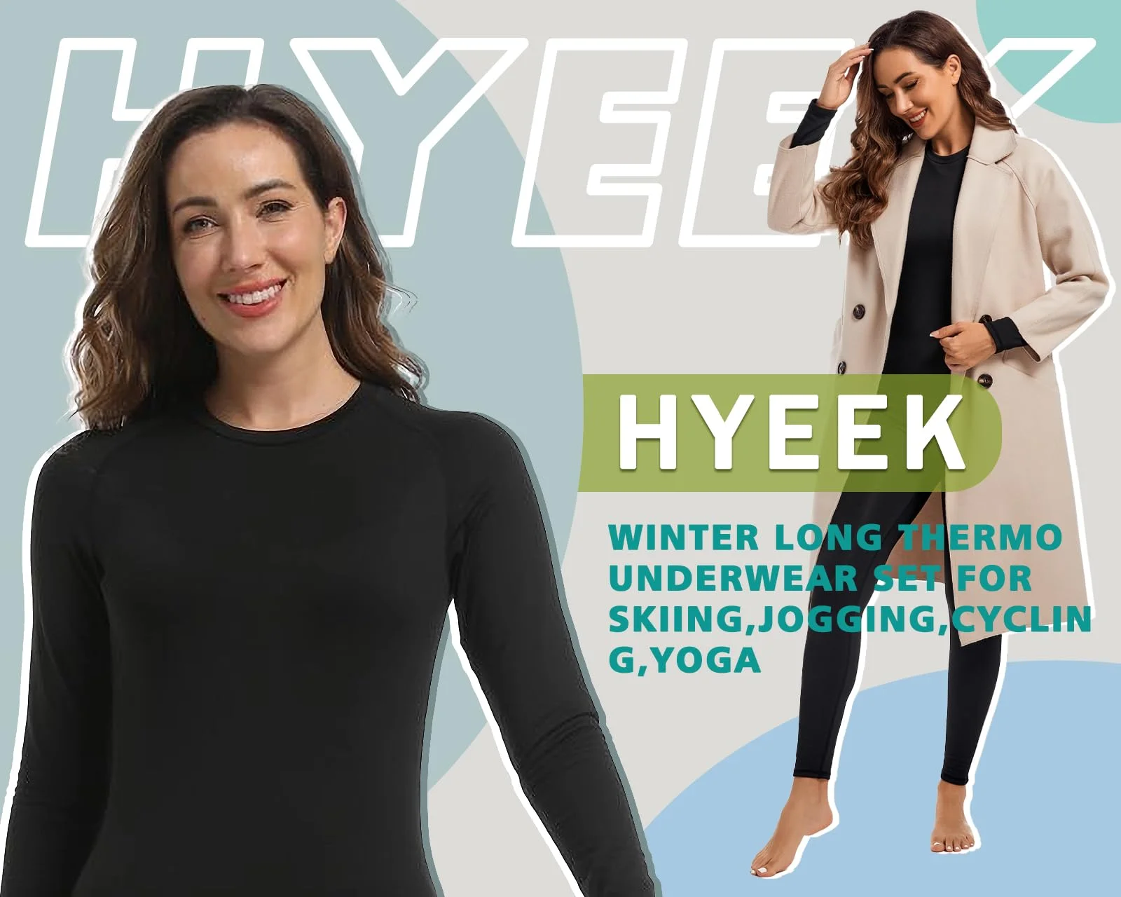 sous Vetement Thermique Femme, Ensemble de sous-Vêtement Ski Grand Froid - Femme à Manches Longues Couche de Base Haut et Pantalon Chaud Leggings Automne Hiver pour Ski