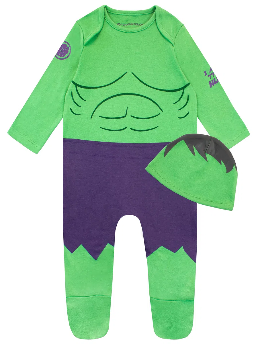 Marvel Bébé Barboteuse | Pyjamas bébé Hulk | Ensemble garçon | Vêtements pour bébé garçon | 0 Et 18 Mois