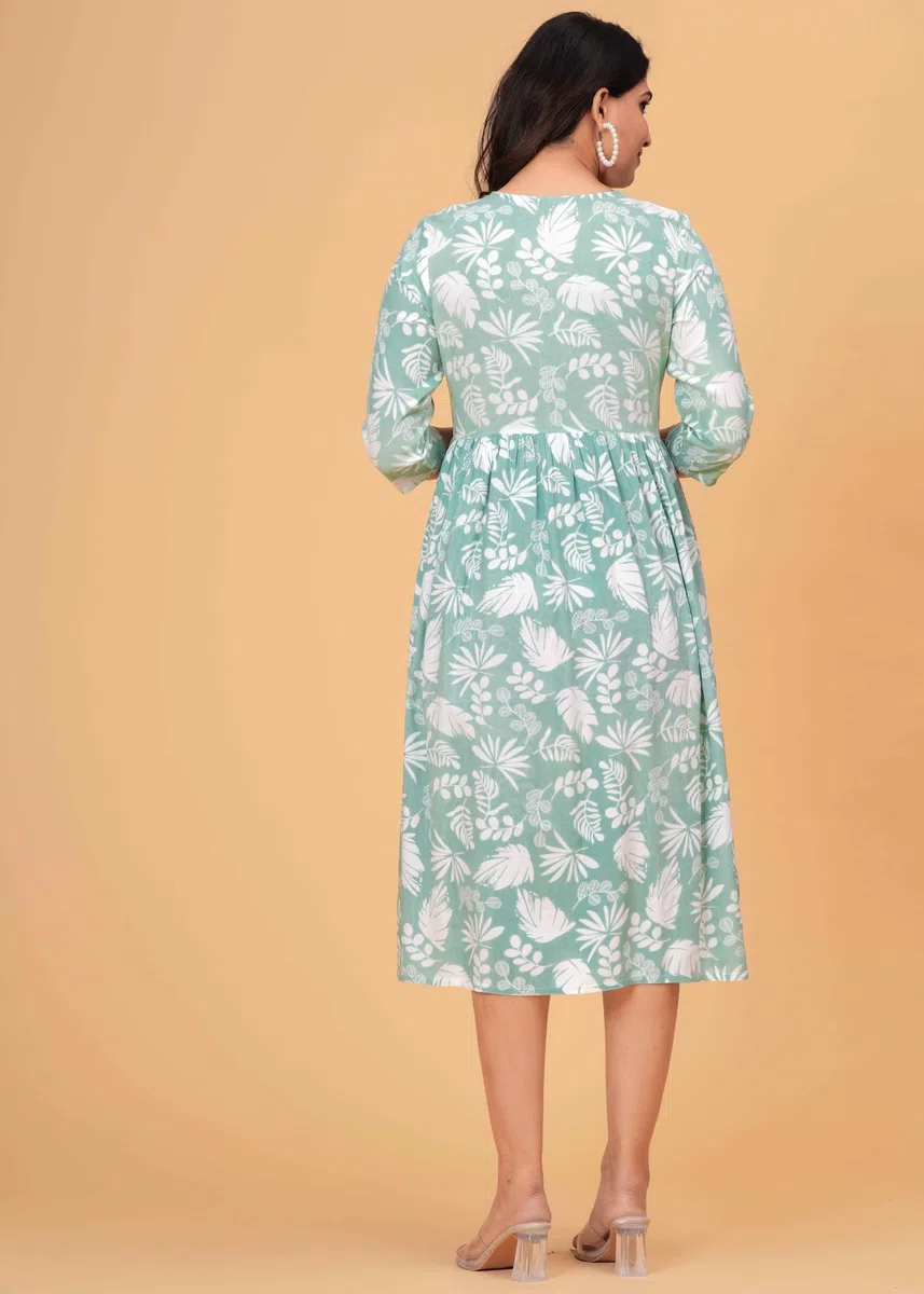 Jikonet Robe de maternité pour femme Kurti imprimée Robe d'allaitement confortable Kurta