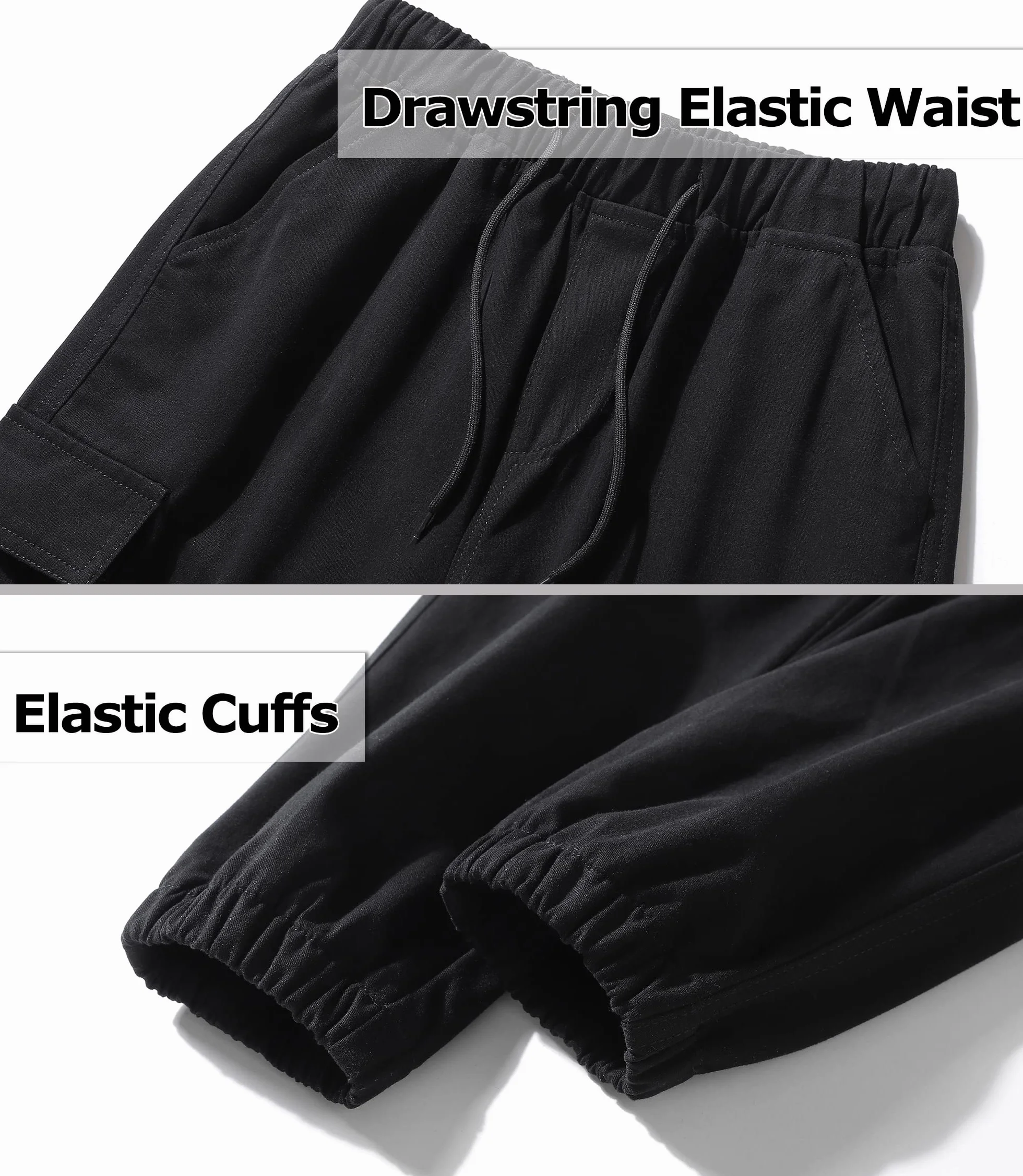 Pantalon Cargo pour Garçon Pantalons de Jogging Taille élastique 4-15 Ans