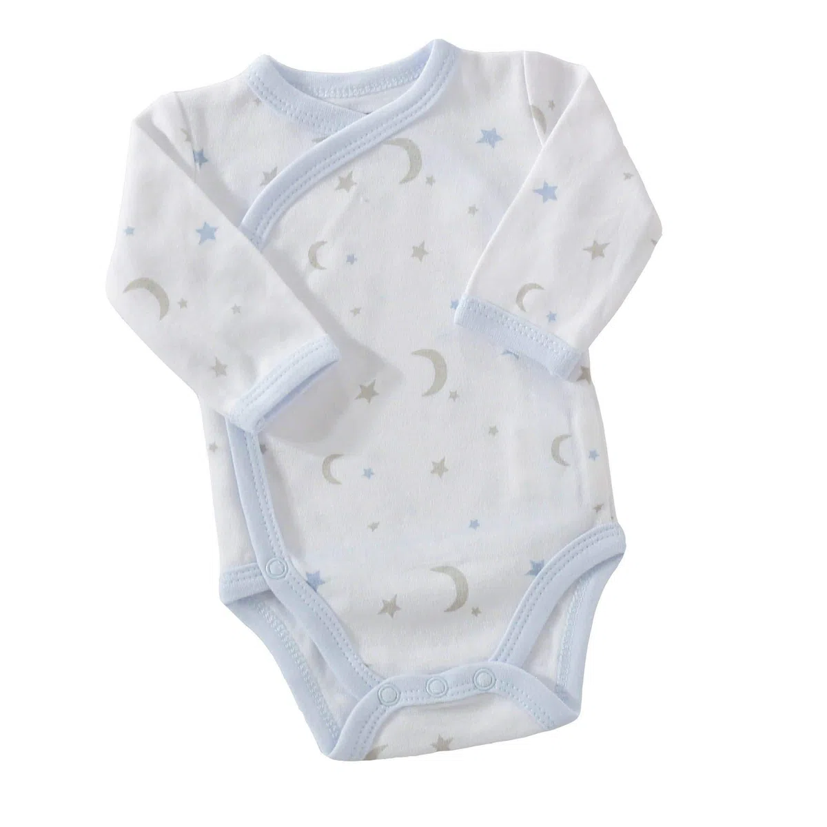 TROIS KILOS SEPT - Kit Naissance 6 Pièces - 1 mois - Velours Blanc - Motif Lune - (Pyjama, Body, Bonnet, Moufles, Chaussons et Pochon de Rangement) - Cadeau Bébé Mixte Garçon et Fille