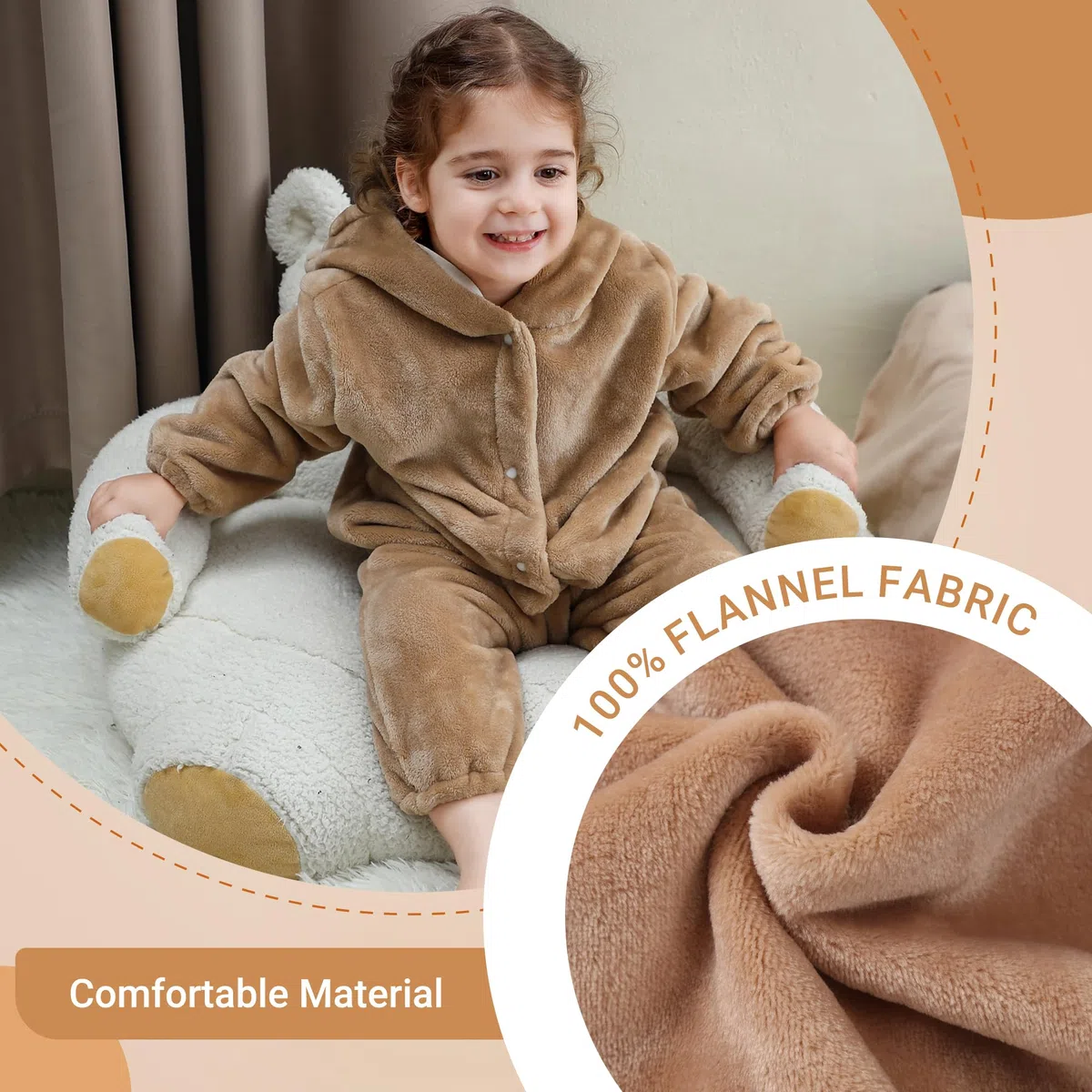 Grenouillère Bébé en Flanelle Ours Multicolore Fermeture à Boutons-Pression Combinaison Hiver Douce et Confortable pour Nouveau-Né et Nourrisson,2-36 Mois
