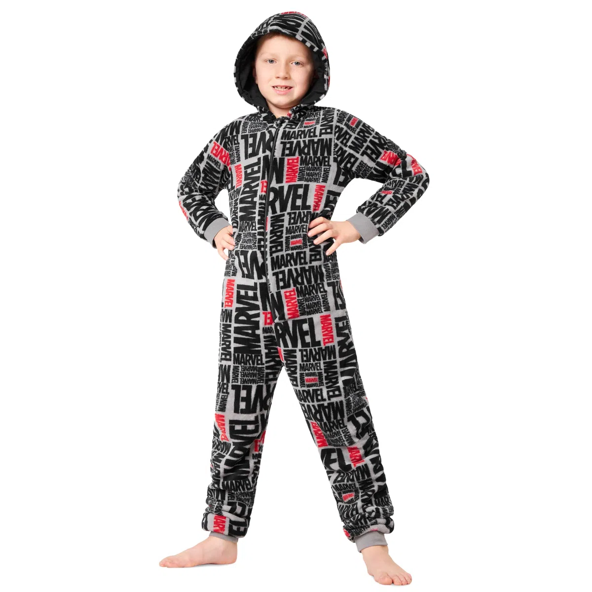 Marvel Combinaison Pyjama Enfant Garcon Surpyjama Grenouillère Garcon en Polaire Onesie Enfant Ado 9-15 Ans Avengers