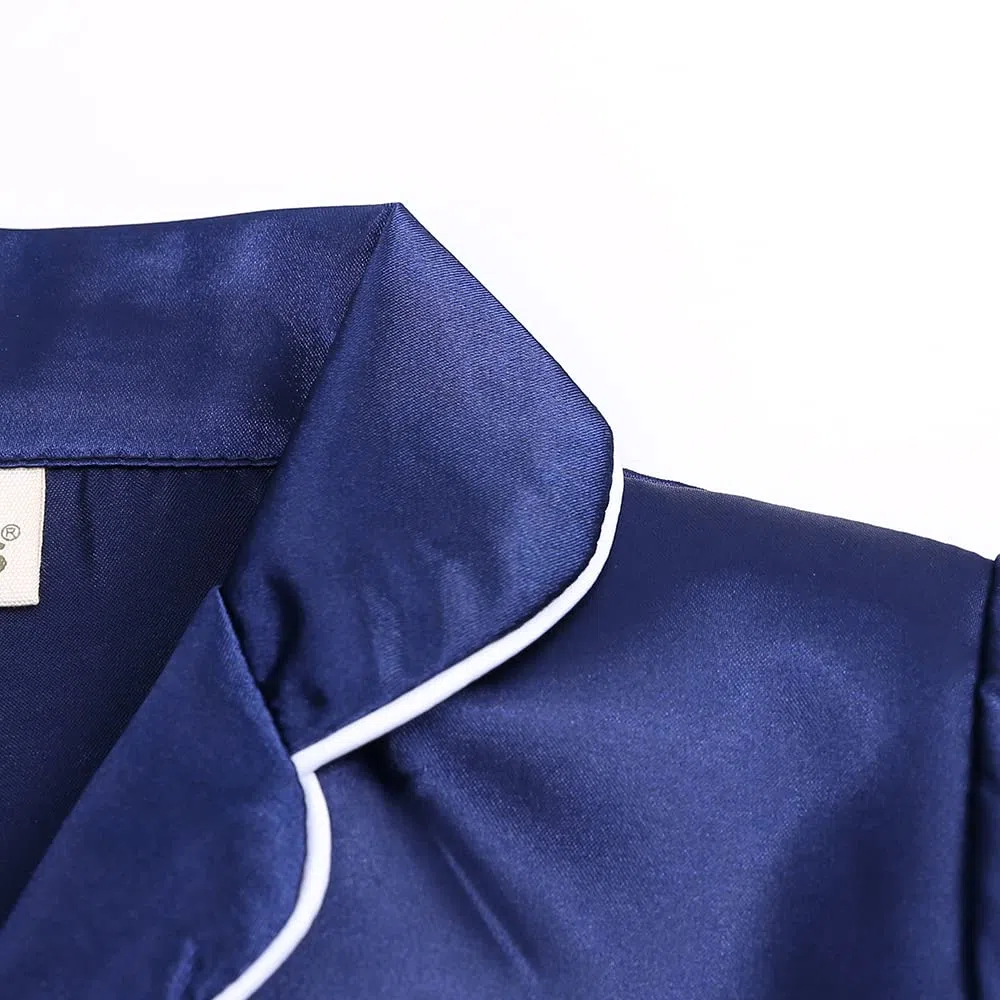 Verve Jelly Ensemble de pyjama 2 pièces en satin de soie pour bébé garçon et fille avec haut boutonné à manches courtes et pantalon de nuit