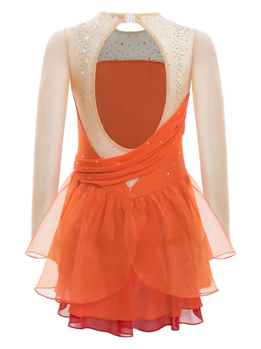 Oyolan Justaucorps Robe Patinage Artistique Fille Enfant Leotard Ballet Body Gymnastique Compétition Costume Spectacle