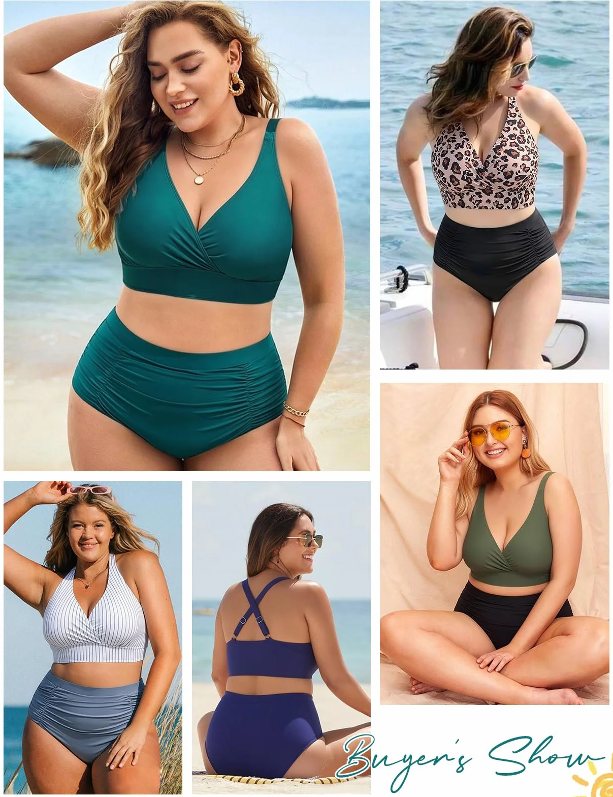 Nadeer Grande Taille Taille Haute Gainant Ventre Plat Maillot De Bain Femme 2 Pieces ContrÔLe du Ventre Push Up Rembourré Bikini Col en V Swimsuit
