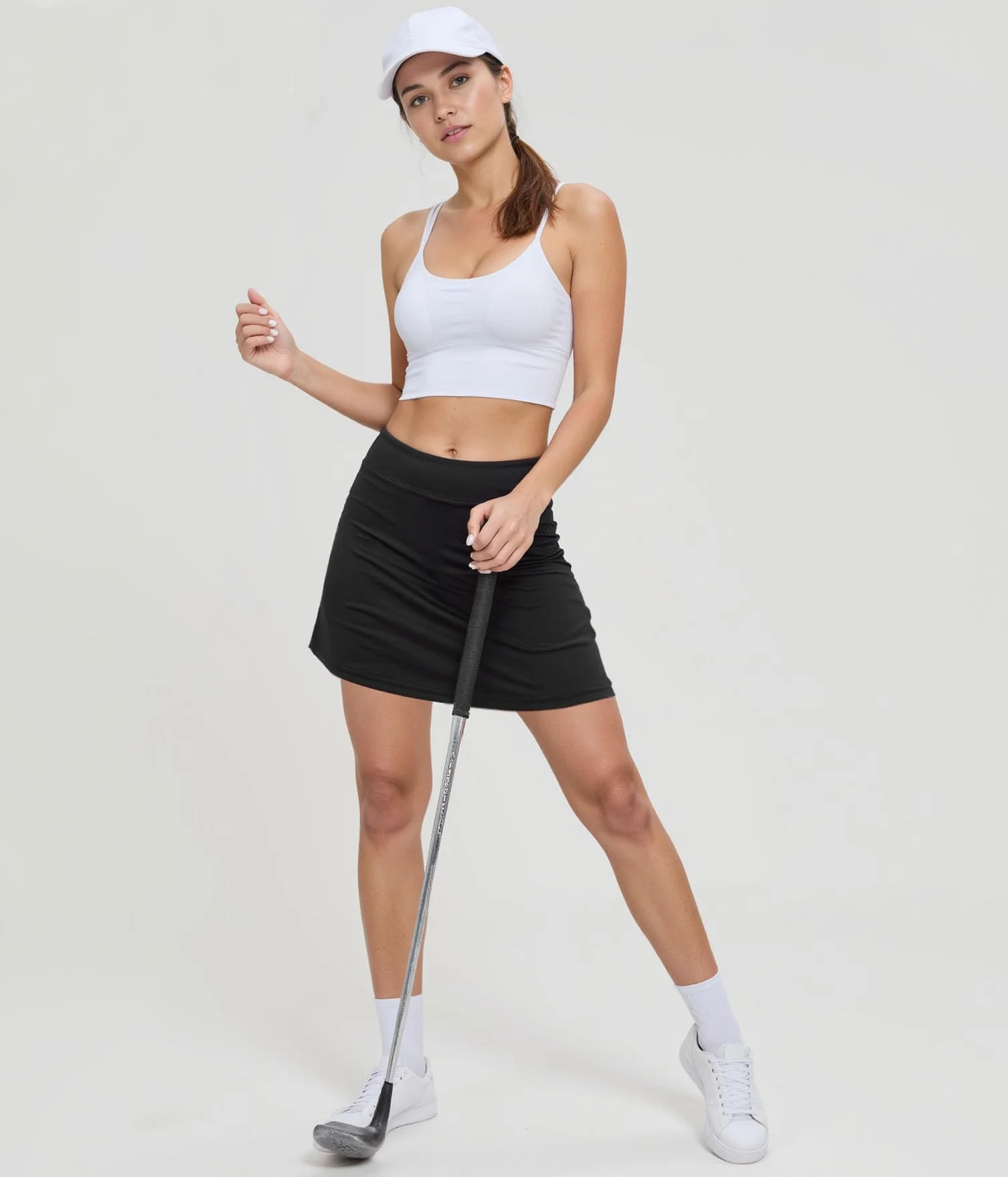 iClosam Jupe de Tennis Femme avec Poche Jupes de Sport 2 en 1 Décontracté Jupe Courte Elastique avec Short intérieur Skort de Pantalon Respirant pour Golf Tennis S-XXL