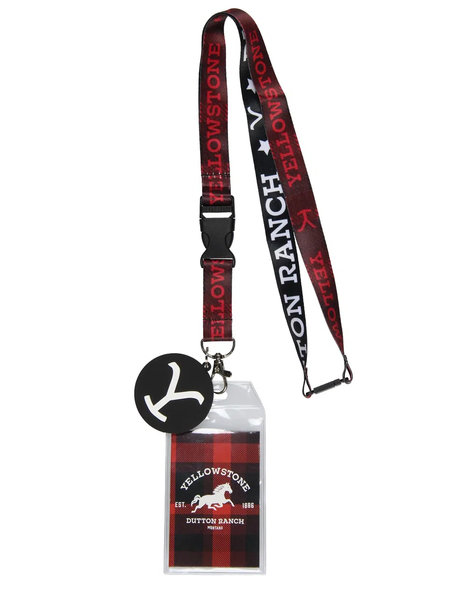 Yellowstone Cordon porte-badge réversible Dutton Ranch avec breloque en Y en caoutchouc de 5,1 cm